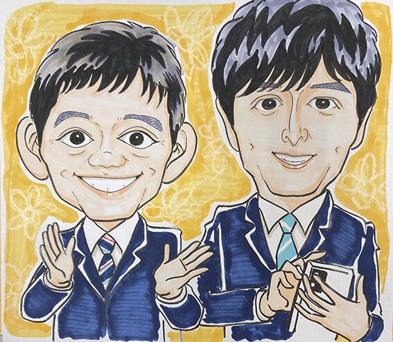 ⭐未使用⭐　博多華丸　博多大吉　かまいたち　吉本芸人　似顔絵　湯のみ　関西土産 らくがきアハハ #494「博多華丸・大吉」 | にがお演芸館～樂画来