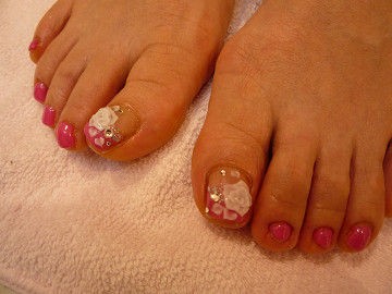 倉敷店 フット ジェルネイル ３ｄ バラ Nali Salon Petitsuza