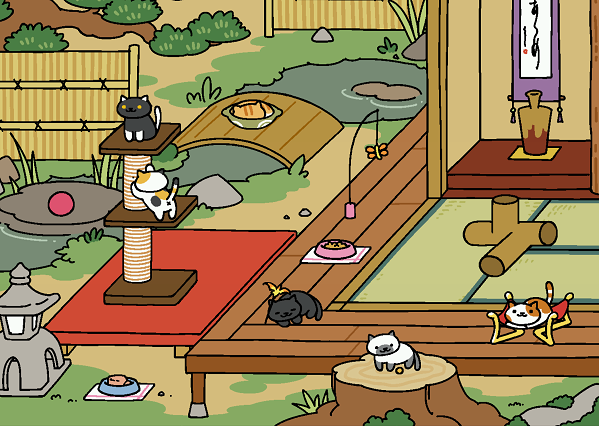 ねこあつめ 模様替え 池と床の間 夫婦スポーツ観戦記 ねこあつめ 模様替え 池と床の間 夫婦スポーツ観戦記