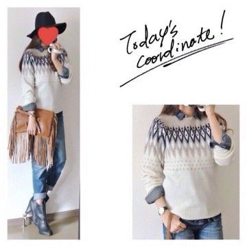 女性が着る ユニクロメンズニット ケーブルニット を着る女子が