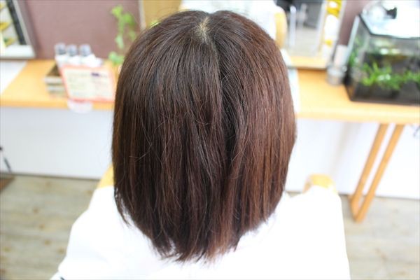 内巻きボブのストレートパーマ 縮毛矯正 岩国市の美容院 Hair Make Place