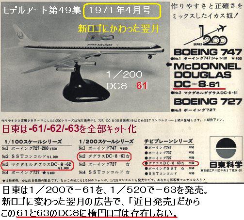 ダグラス DC8 （2） 旧 日東 DC8-62 初版 : ぷらもった1960年代国産