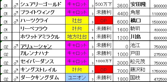 世代別 出資馬一覧(2021.05) : 【一口馬主考(個人馬含む