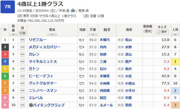 少頭数とはいえ 痛い府中2000mの大外 バイキングクラップ 一口馬主考 個人馬含む 国内外旅行記