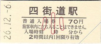 四街道駅開業百二十周年記念入場券 : 厚紙散歩