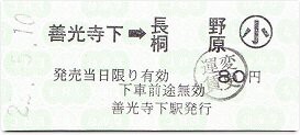 長野電鉄　善光寺御開帳記念乗車券　昭和六十年 長野電鉄 善光寺御開帳記念乗車券 昭和六十年
