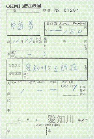 近江鉄道本線 愛知川 : 厚紙散歩