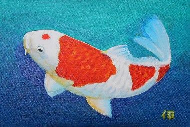 錦鯉 水彩画 锦鲤绘画/ 鱼类绘画/ 水彩畫/ 風水掛畫/ 五福/ 招財納福Nadya Ya
