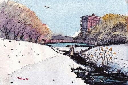 水彩画「散策の道」 水彩画「散策の道」