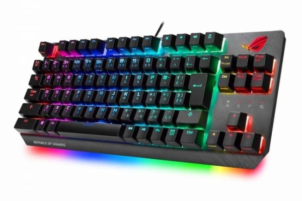 ASUS、赤軸・銀軸が選べるテンキー無しの日本語配列キーボード「ROG