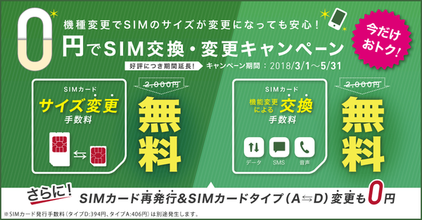 Iijmio Simカードの交換やsimサイズの変更を無料で行えるキャンペーン