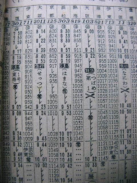 １９６１年１月 東海道本線の電車急行の時刻 : Rail・Ａｒｔブログ