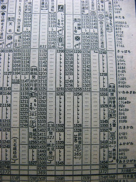 【現金特価】 1980年5月 石北本線の普通客車列車の時刻 : Rail・Artブログ 時刻表