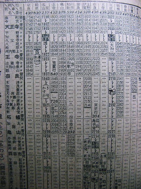 61年7・10月の急行「大和」の時刻 : Rail・Artブログ