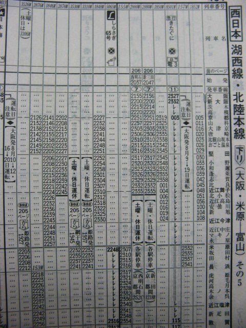 ☆ 2012年6月 臨時化後の急行「きたぐに」の時刻 : Rail