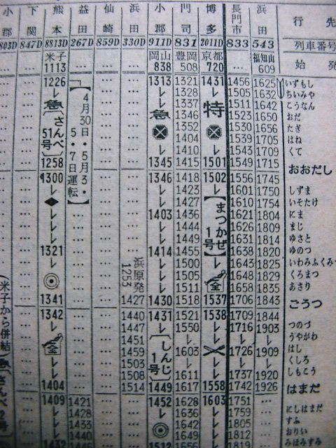 １９７２年４月 特急「まつかぜ」「やくも」の時刻 : Rail・Ａｒｔブログ