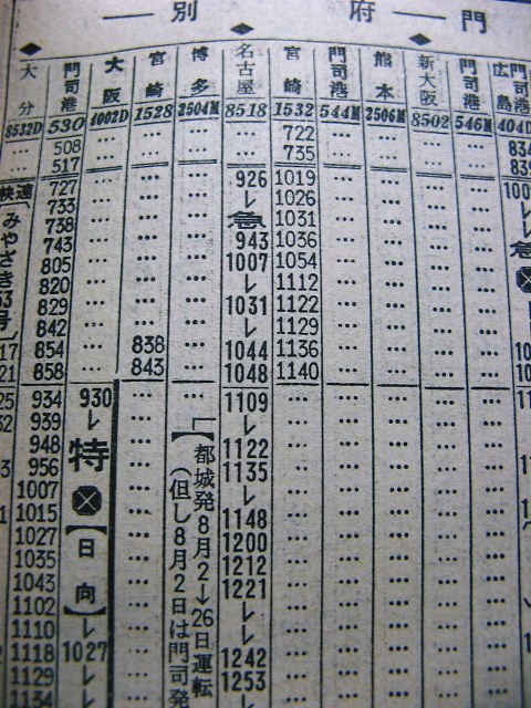 ☆ 1958年11月 急行「高千穂」の時刻 : Rail・Artブログ