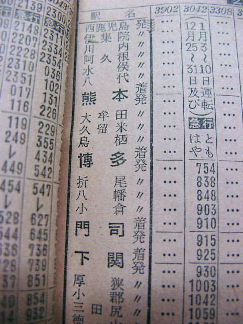 61年1月 東京発着の臨時急行「はやとも」の時刻 : Rail