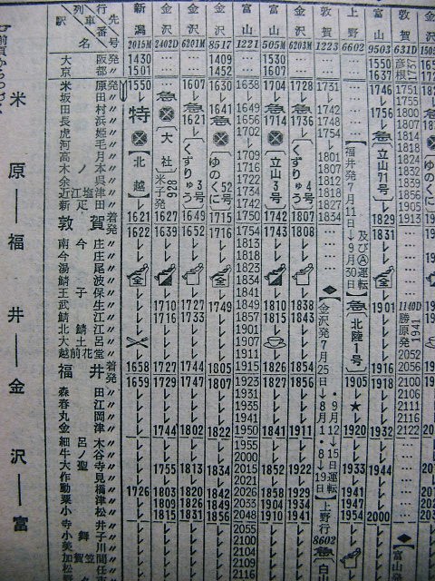 1971年7月 急行「立山」の時刻 : Rail・Artブログ