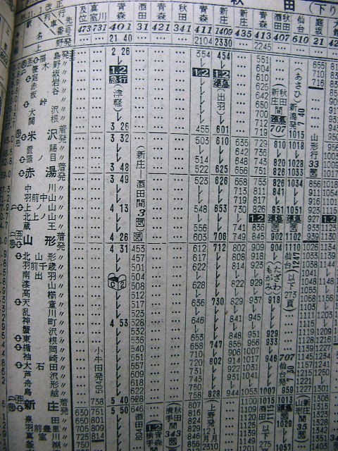 上野～青森が2往復ある61年7月奥羽本線鈍行の時刻 : Rail