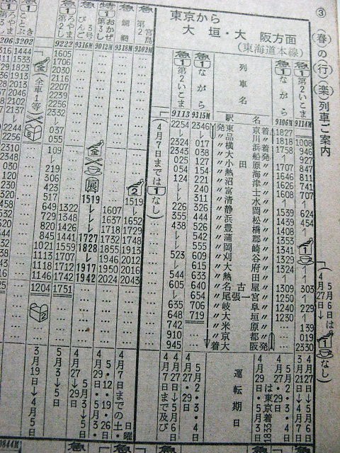 1968年4月 急行「なにわ・いこま」の時刻 : Rail・Artブログ