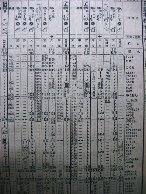 1975年夏臨 急行「高千穂51・52号」の時刻 : Rail・Artブログ