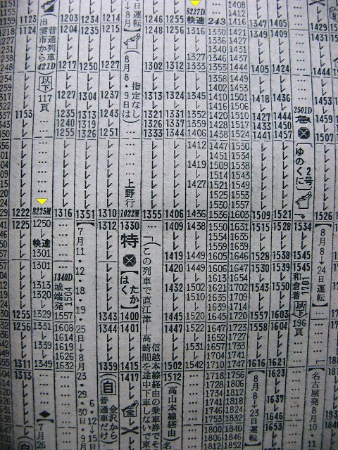 ☆1948年7月 北陸本線の急行601（602）レの時刻 他 : Rail