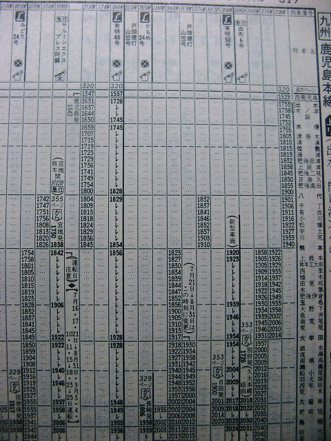 ☆ 1988年夏臨 急行「サルーンエクスプレス阿蘇」の時刻 : Rail