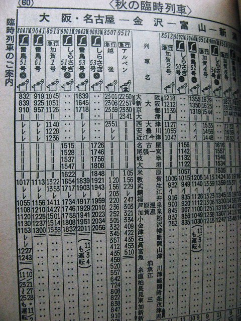 73年夏の特急「雷鳥」の時刻他 : Rail・Artブログ