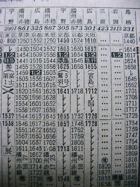 61年7月と10月の急行「宮島」の時刻 : Rail・Artブログ