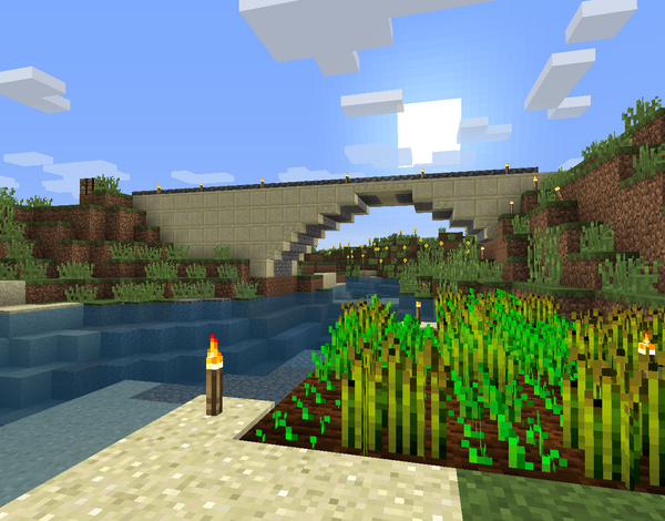 ひまわり港街に橋を作る その２ 仲間たちのマインクラフト開拓記録