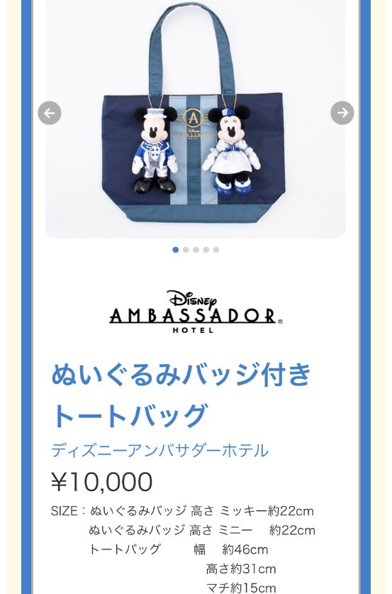 新発売 宿泊者限定特典 ディズニーホテルに泊まると買えるバッグ