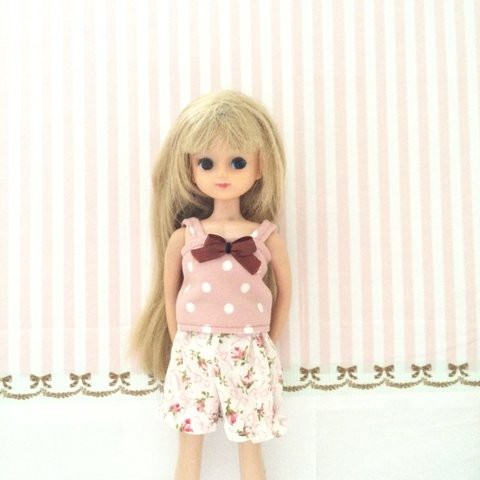 832【復刻版初代リカちゃん】ドット柄ピンクのふんわりかぼちゃパンツ 832【復刻版初代リカちゃん】ドット柄ピンクのふんわりかぼちゃパンツ