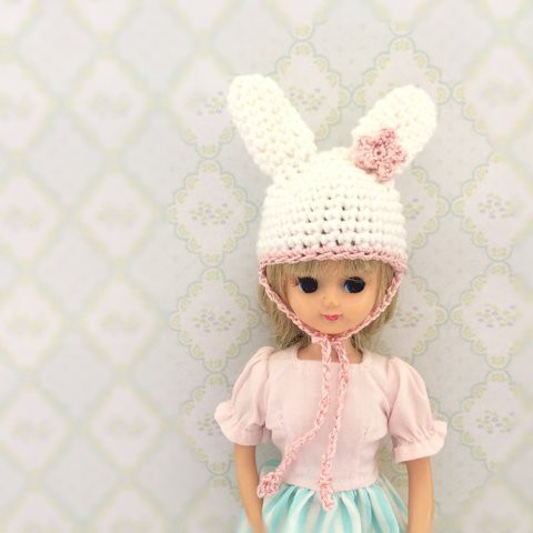 うさ耳帽子でぴょんぴょんぴょん！ : リカちゃん服ハンドメイド りんご