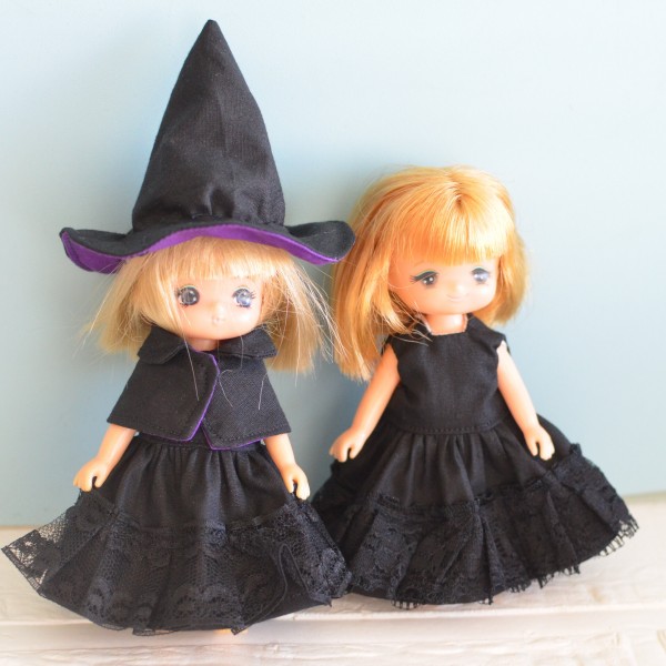 ミキちゃんマキちゃん、オビツ11ボディさんサイズの魔女セットを作り