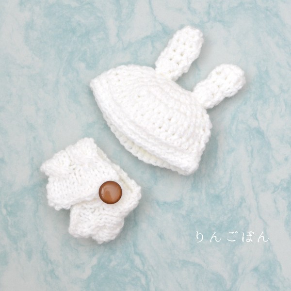 動物耳帽子付きドール ドール用帽子 可愛い動物 兎 ロシアモヘア ブライス ドール 人形用帽子