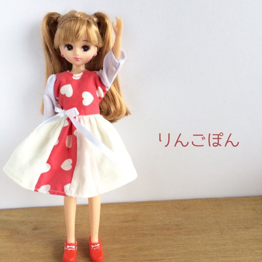 ハートが楽しいワンピース リカちゃん服ハンドメイド りんごぽんのおうち 札幌市