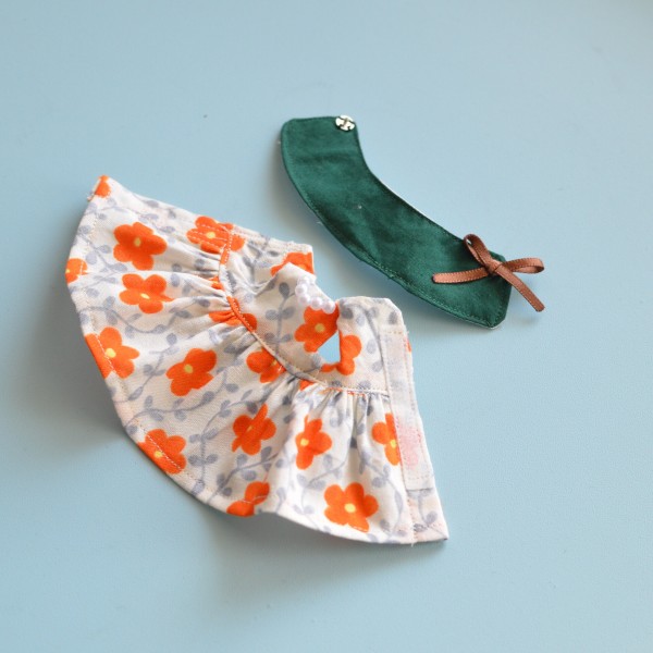 11cmドールサイズのワンピースとケープのセットを作りました