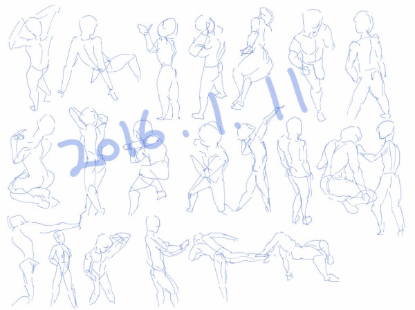 本日のポーズと30秒ドローイング いくま式