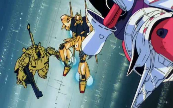 グリプス2を巡ってジ・Oとキュベレイ相手に戦う百式
