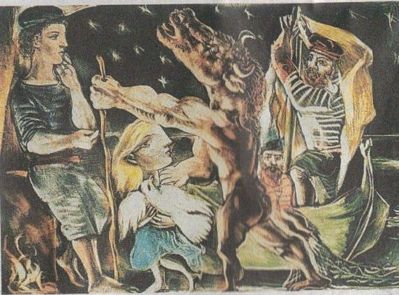 ピカソ(PICASSO)【ミノタウロスと女】、高級画集画、状態良好 ピカソ(PICASSO)【ミノタウロスと女】、高級画集画、状態良好