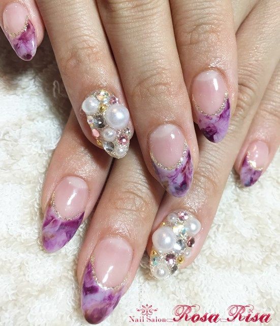 セクシー 紫タイダイフレンチネイル Nail Salon Rosa Risa Blog