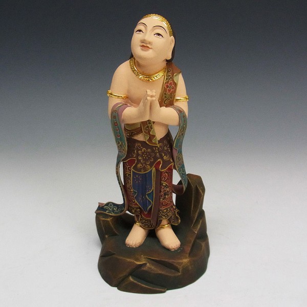 楠/樟(クス) 彩色 不動三尊(倶利伽羅剣・火炎巻光背)坐像 二童子 楠/樟(クス) 彩色 不動三尊(倶利伽羅剣・火炎巻光背)坐像 二童子