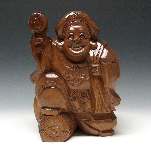 楠一刀彫彩色三面大黒天 楠一刀彫彩色三面大黒天