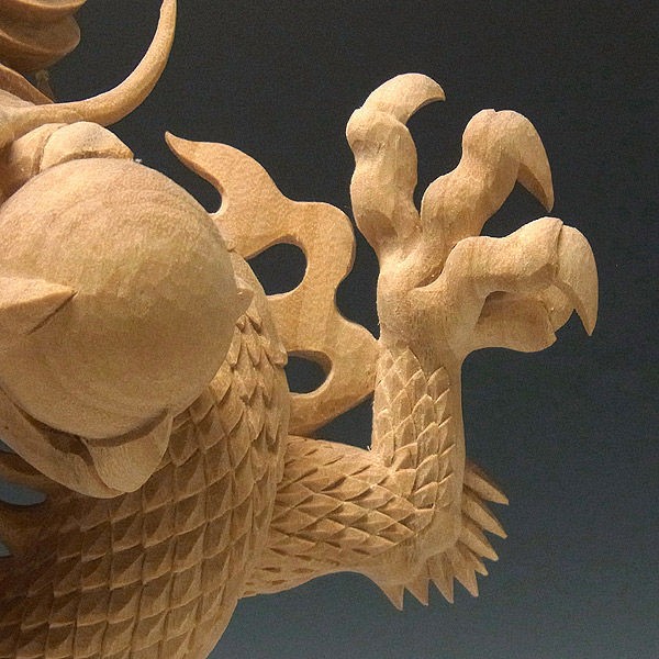 楠/樟(クス) 白木 山龍 高さ:48cm （販売・木彫り）CUNS-1-2