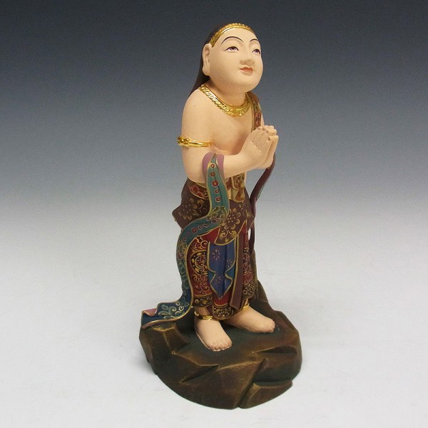 楠/樟(クス) 彩色 不動三尊(倶利伽羅剣・火炎巻光背)坐像 二童子 楠/樟(クス) 彩色 不動三尊(倶利伽羅剣・火炎巻光背)坐像 二童子