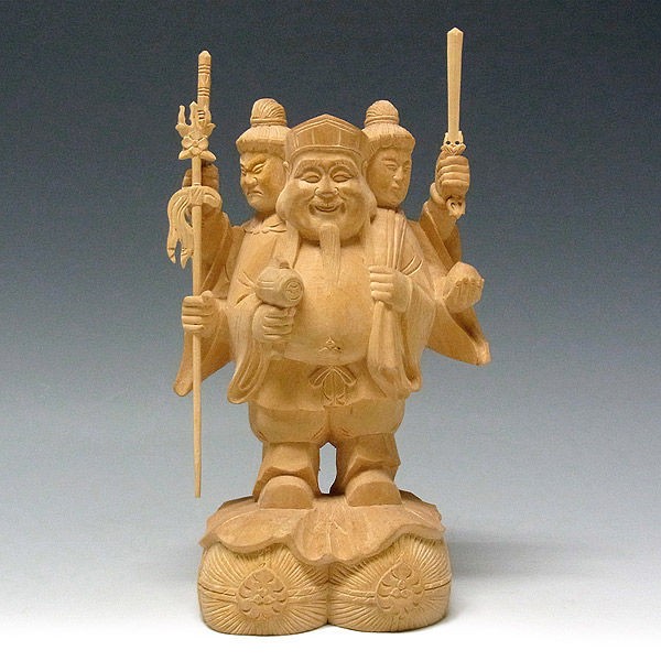 柘植 黄楊 ツゲ 三面大黒天 高さ16cm 販売 木彫り 3daikoku8 4 Unk 龍祥 仏像 木彫り 一刀彫 風水 縁起物 天然石 パワーストーンの販売 通販