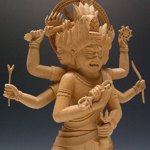 柘植/黄楊(ツゲ) 金剛夜叉明王 高さ:40cm （販売・木彫り） : 【龍祥