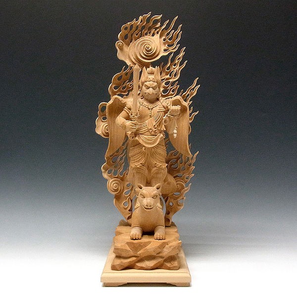 榧 カヤ 白木 飯縄権現 高さ48cm 販売 木彫り Ek 16 龍祥 仏像 木彫り 一刀彫 風水 縁起物 天然石 パワーストーンの販売 通販