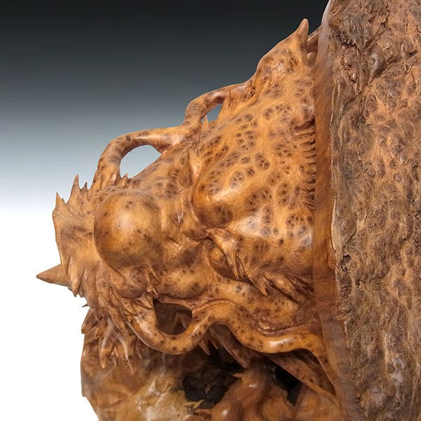楠/樟(クス) 木彫りの龍亀(ロングイ) 高33×幅45cm （販売